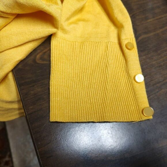New Evolution By Cyrus Yellow Myna Lightweight Button Sleeve Cardigan Women's MP - Picture 3 of 3